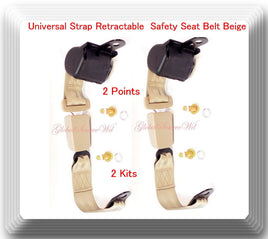 (2 Kits ) Universal Strap Retractable Car Trucks Safety Seat Belt Beige 2 Point 