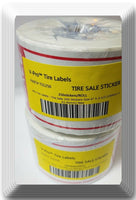 Tire Label Tire Sale 30 Rolls of 250 Stickers 6" X 2.5" (150 mmx 63.5mm) 9000