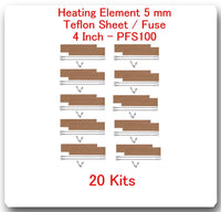 20 Replacement Heating Elements 5 mm +20 PTFI  Sheet for Impulse Sealer 4" PF100