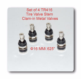 4 KITS TR416 TIRE VALVE STEMS FITS: .453" & .625" RIM VALVE HOLES LONG 1 1/2"