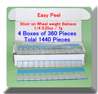 1440 Pcs (4 Boxes of 360 Easy Peel Stick on Wheel Weight Balance 1/4 0.25oz 7g
