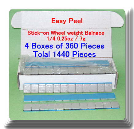 1440 Pcs (4 Boxes of 360 Easy Peel Stick on Wheel Weight Balance 1/4 0.25oz 7g