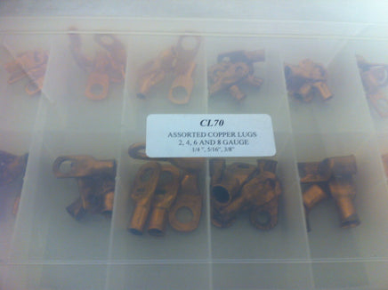 54 Pcs CL70 COPPER LUG TERMINAL ASSORTMENT WIRING AUTOMOTIVE 2, 4, 6 & Guage  