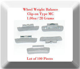 100 Pcs CLIP-ON Wheel Weight Balance MC Type 1.00ozFor All Type Alloy Rims
