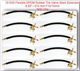 10Kit Flexible EPDM RubberTire Valve Stem Extension W/Clamp 8.25" 210mm Φ12/10mm