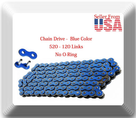 Blue Color Drive Chain No O-ring 520x120L For ATV Motorcycle Kawasaki 1979-2018