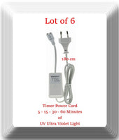 6 x Power Cord 5 sec Delay,Timer 5-15-30-60 Minutes T Model UV Ultraviolet Light