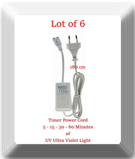 6 x Power Cord 5 sec Delay,Timer 5-15-30-60 Minutes T Model UV Ultraviolet Light