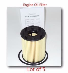 Lot of 5 Engine Oil Filter 68102241AA Fits: Fiat 500 Dodge Dart Jeep Renegade 