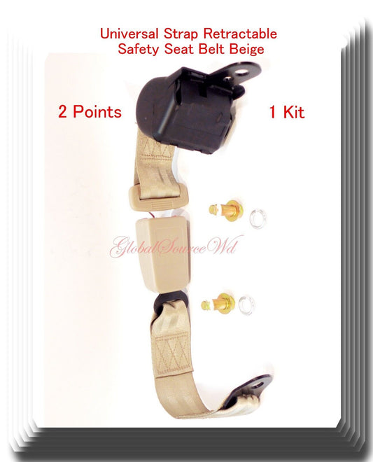 (1 Kit ) Universal Strap Retractable Car Safety Seat Belt Beige 2 Point 