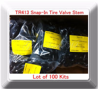 Lot 100 TR 413 Snap-In Tire Valve Stems Short Black Rubber MOST POPULAR VALVE