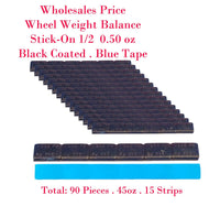 90  Pcs  45oz Stick on Black Coated Wheel Weight Balance 0.50oz 1/2oz 14g