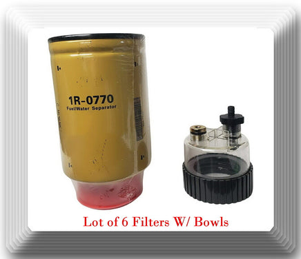 3 x 1R0770 Fuel Water Separator Filter W/Bowl Fits Caterpillar 3713599 212-3657