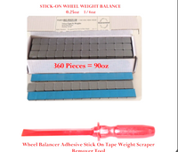 360 PC 1/4 0.25oz Stick-on Wheel Weight Balance + Adhesive Scraper Remover Tool
