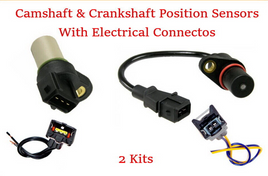2 PCS Cam & Crankshaft Position Sensor W Connector Fits: Attitude Verna  Accent