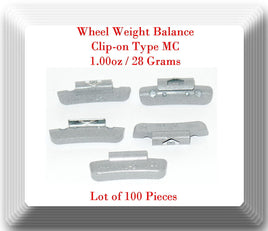 100 Pcs CLIP-ON Wheel Weight Balance MC Type 1.00ozFor All Type Alloy Rims 