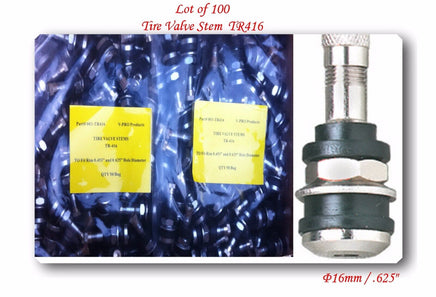 100 KITS TR416 TIRE VALVE STEMS FITS: .453" & .625" RIM VALVE HOLES LONG 1 1/2"