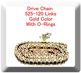 With O-Ring Drive Chain Gold Color 525-120 ATV Motorcycle 525 Pitch 120 Links 