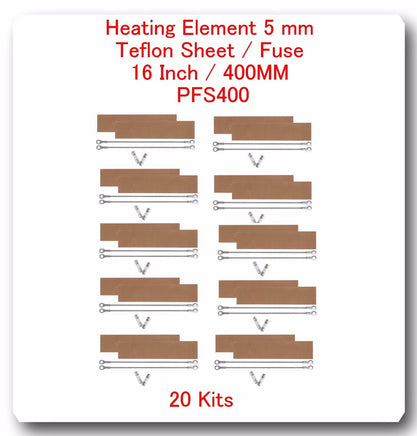 20 Heating Elements 5mm + 20 PTFI Sheet  For Impulse Sealer 16" / 400mm PFS400