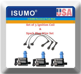 Set of 3 x Ignition Coil & Spark Plug Wire set Fits: OEM# 90919-02216 Lexus 3.0L