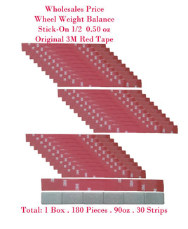 180 Pcs Stick on Self Adhesive Wheel Weights 1/2 0.50 OZ TOTAL 90 OZ RED TAPE