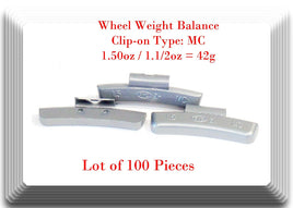 100 Pcs CLIP-ON Wheel Weight Balance MC Type 1.50oz 42g For All Type Alloy Rims