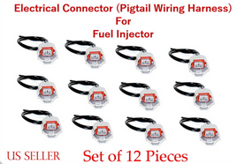 (12 Pc) Electrical Connector of Fuel Injector FJ855 Fits: A8 Phaeton W12 6.0L