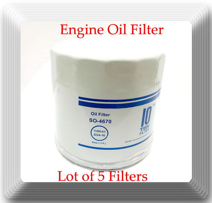 5 x SO4670 Engine Oil Filter Fits: 1969-1990 Chrysler Dodge Ford Nissan Toyota