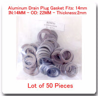LOT 50 Aluminum Oil Drain Plug Gasket 14mm Fits: Honda & Acura Jeep Kia Suzuki