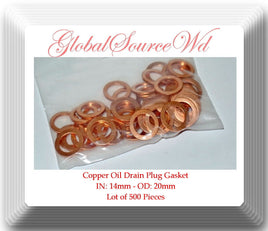 LOT 500 COPPER OIL DRAIN PLUG WASHER GASKET 14MM FITS: AUDI VW GM MAZDA SAAB &