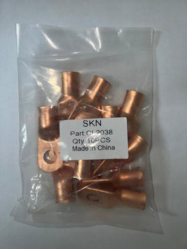 10 PCS 3/8" Bare Copper Battery Terminal Lugs - 2 Gauge - CL2038
