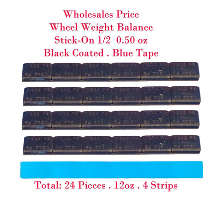 24 Pieces 12oz 0.50oz 1/2oz BLack Stick On Wheel Weight Balace Lead Free