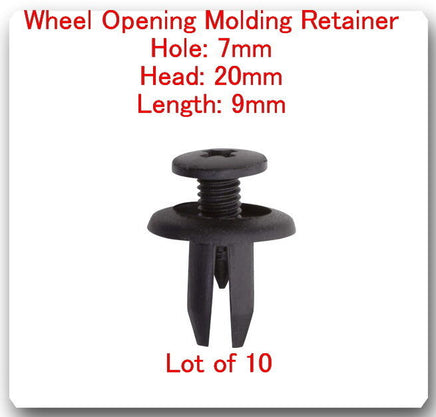 10 Pc  Wheel Opening Molding Retainers Hole: 7mm Head 20mm L: 9mm Fits Toyota