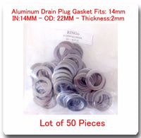 LOT 50 Aluminum Oil Drain Plug Gasket 14mm Fits: Honda & Acura Jeep Kia Suzuki