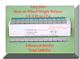 1440 Pcs (4 Boxes of 360 Easy Peel Stick on Wheel Weight Balance 1/4 0.25oz 7g