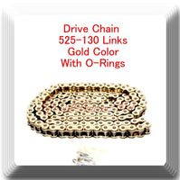 525-130 O-Ring Drive Chain Motorcycle 525 Picth 130 links Gold Color