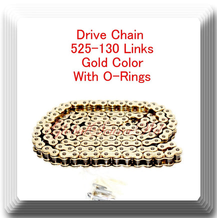 525-130 O-Ring Drive Chain Motorcycle 525 Picth 130 links Gold Color