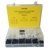 Kit 380 Pieces #OPK2000 Large Vacuum Cap Tee & Straight Connector Assortment 