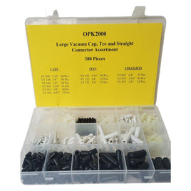Kit 380 Pieces #OPK2000 Large Vacuum Cap Tee & Straight Connector Assortment 