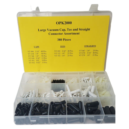Kit 380 Pieces #OPK2000 Large Vacuum Cap Tee & Straight Connector Assortment 