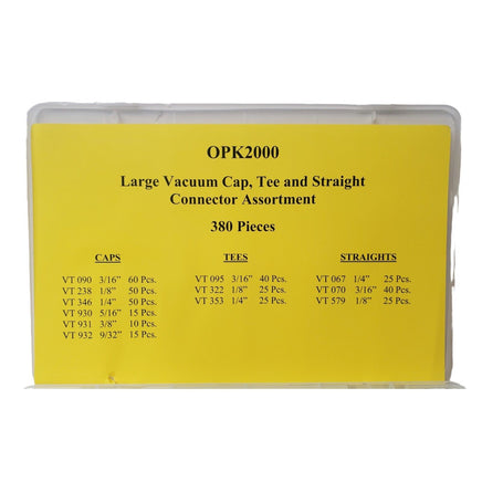 Kit 380 Pieces #OPK2000 Large Vacuum Cap Tee & Straight Connector Assortment 