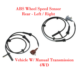 2 X ABS Wheel Speed Sensor Rear L/R Fits: Nissan Frontier 2005-2019 W/MT 4WD