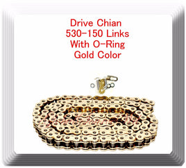 W/O-Ring Drive Chain Gold Color Pitch 530x150 Links Fits: Ninja ZX11 ZX1100D 