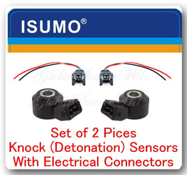 (Set of 2) Knock (Detonation) Sensor W/ Electrical Connector Fits: BMW Mercedes