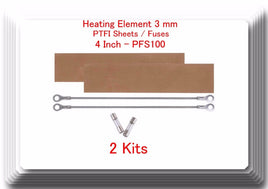 2 Replacement Heating Element 3mm +2 PTFI Sheet For Impulse Sealer 8" PFS200