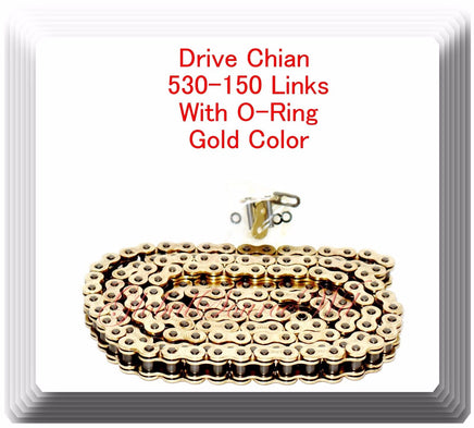 With O-Ring Drive Chain Gold Color Pitch 530x150 Links For Honda Kawasaki Suzuki