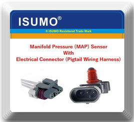 Manifold Pressure Sensor MAP Sensor W/Connector Fits:Harley Davidson Motorcycles