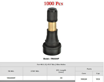 Lot  1000 x  TR600HP High Pressure Tire Wheel Valve Stems