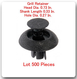 500 Pc Grill Retainer Head 0.73" Shank Length 0.33" Hole 0.27" Fits: lexus Toyot