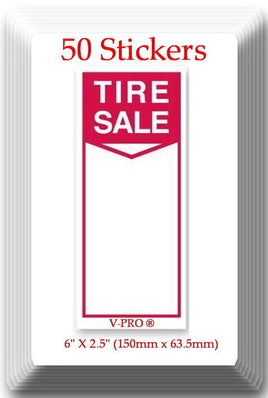 Tire Label - Tire SaleI 50 Stickers Size: 6" X 2.5" (150mm x 63.5mm)